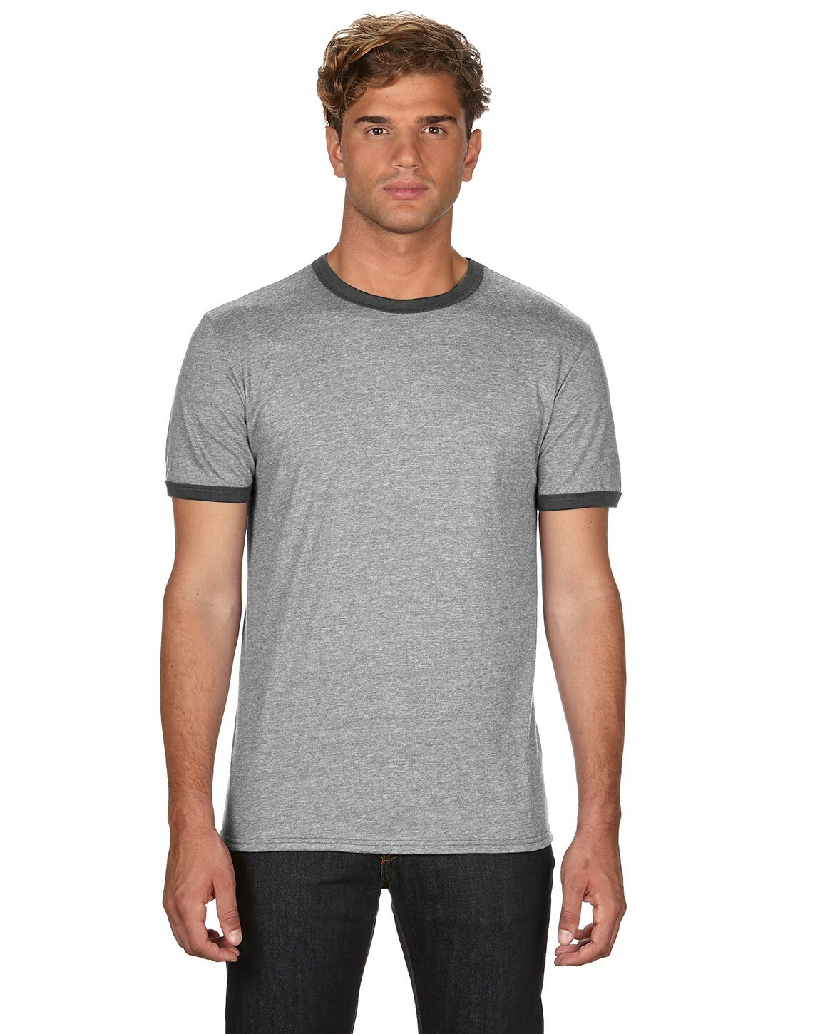 Anvil 988AN Lightweight Ringer T-Shirt | Buy Blank or Print Logo