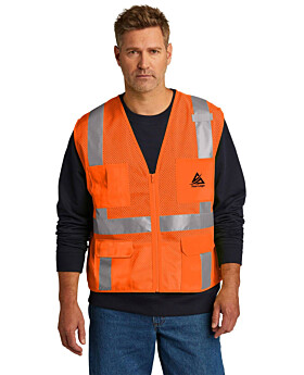 CornerStone CSV104 ANSI 107 Class 2 Mesh SixPocket Zippered Vest