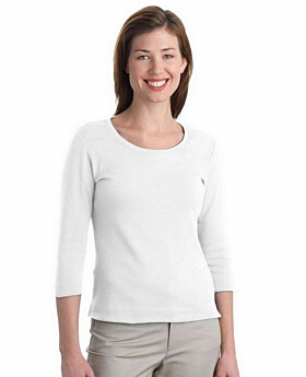 Port Authority L517 Ladies Modern Stretch Cotton 3/4-Sleeve Scoop Neck Shirt