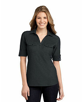 Port Authority L557 Ladies Oxford Pique Double Pocket Polo