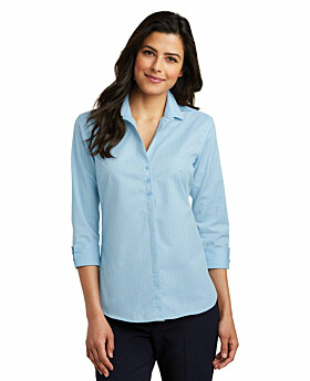 Port Authority LW643 Ladies 3/4-Sleeve Micro Tattersall Easy Care Shirt