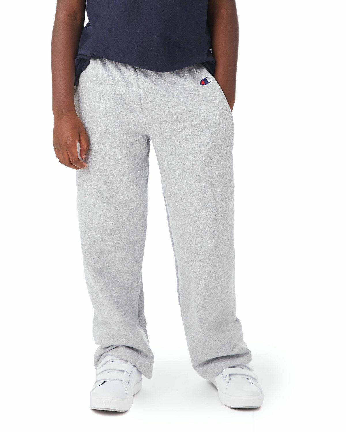 Champion P890 Youth Powerblend Open Bottom Fleece Pant with Pockets Buy Blank or Print Logo