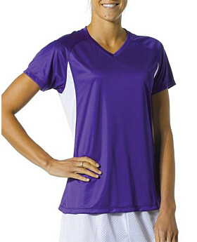 A4 NW3223 Ladies Color Block Performance V-Neck Shirt