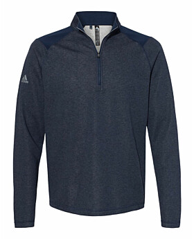 Adidas Golf A463 Heathered Quarter-Zip Pullover with Colorblocked Shoulders