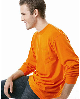 Bayside 1730 50/50 Long Sleeve Pocket T shirt