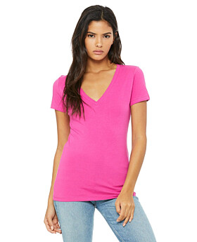 Bella + Canvas B6035 Ladies Jersey Short-Sleeve Deep V-Neck T-Shirt