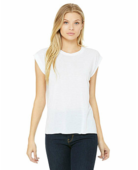 Bella + Canvas 8804 Ladies Flowy Muscle T-Shirt with Rolled Cuff