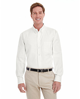 Harriton M581T Mens  Tall Foundation 100% Cotton Long-Sleeve Twill Shirt with Teflon