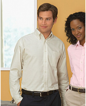 Harriton M600 Mens Long-Sleeve Oxford with Stain-Release