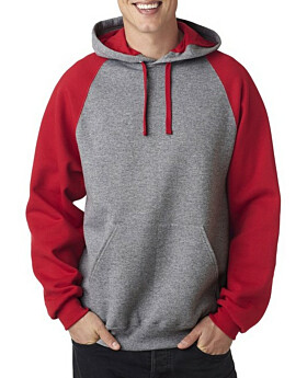 Jerzees J96 Adult NuBlend Color Block Raglan Hooded Pullover Sweatshirt