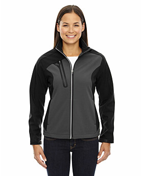 North End 78176 Ladies Terrain Colorblock Soft Shell with Embossed Print