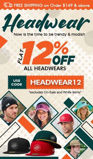 flat 12% off on all headwear
